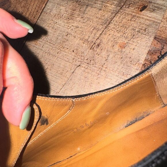 GUCCI 'Brogue' Men’s Sz 8 Black Leather Plain Toe Oxfords Italian Shoes - Picture 8 of 15